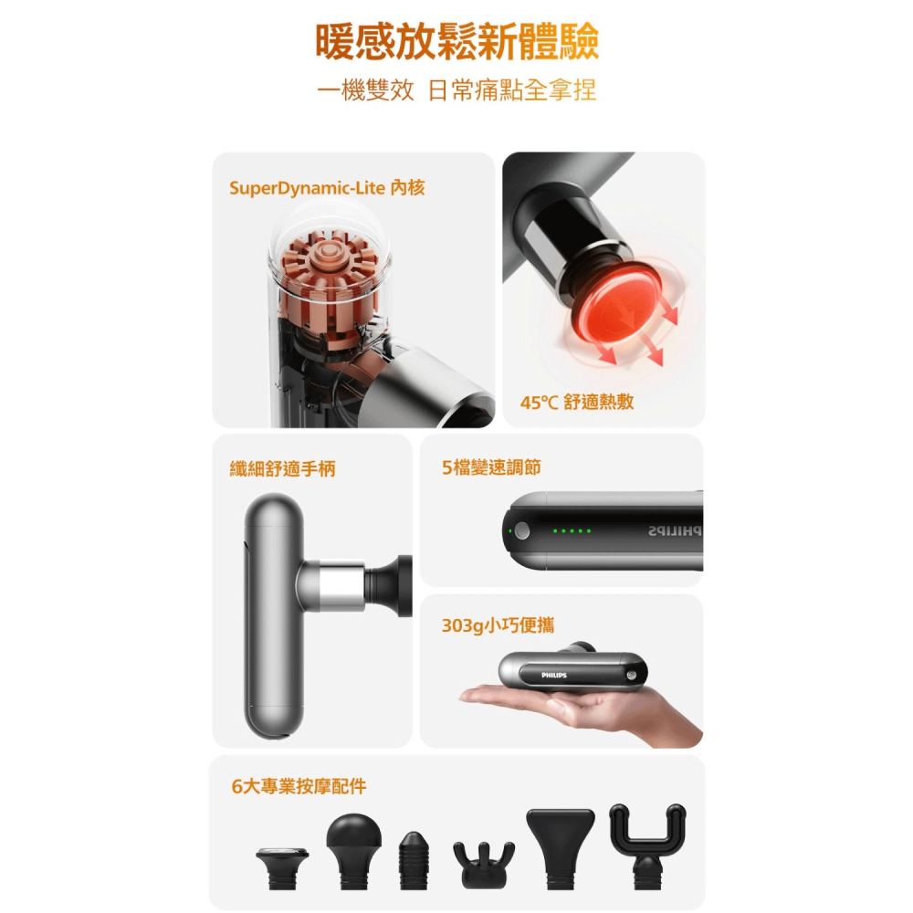 【快速出貨】Philips 飛利浦 迷你 運動 筋膜槍 PPM7303 按摩槍 按摩器 筋膜器 電動筋膜槍-細節圖3