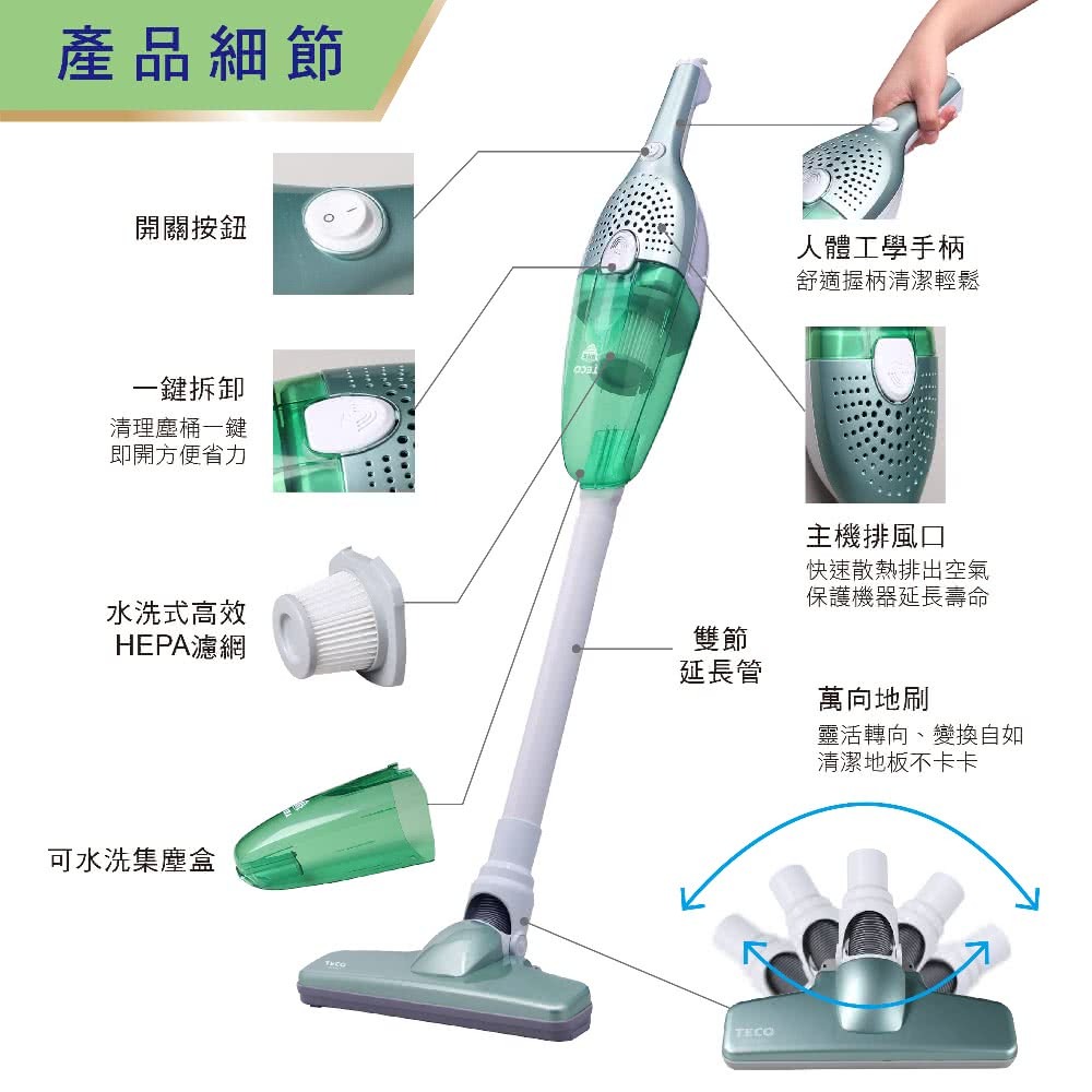 【免運】TECO東元 手持無線鋰電吸塵器 XYFXJ601 手持吸塵器 吸塵器 直立式吸塵器-細節圖8