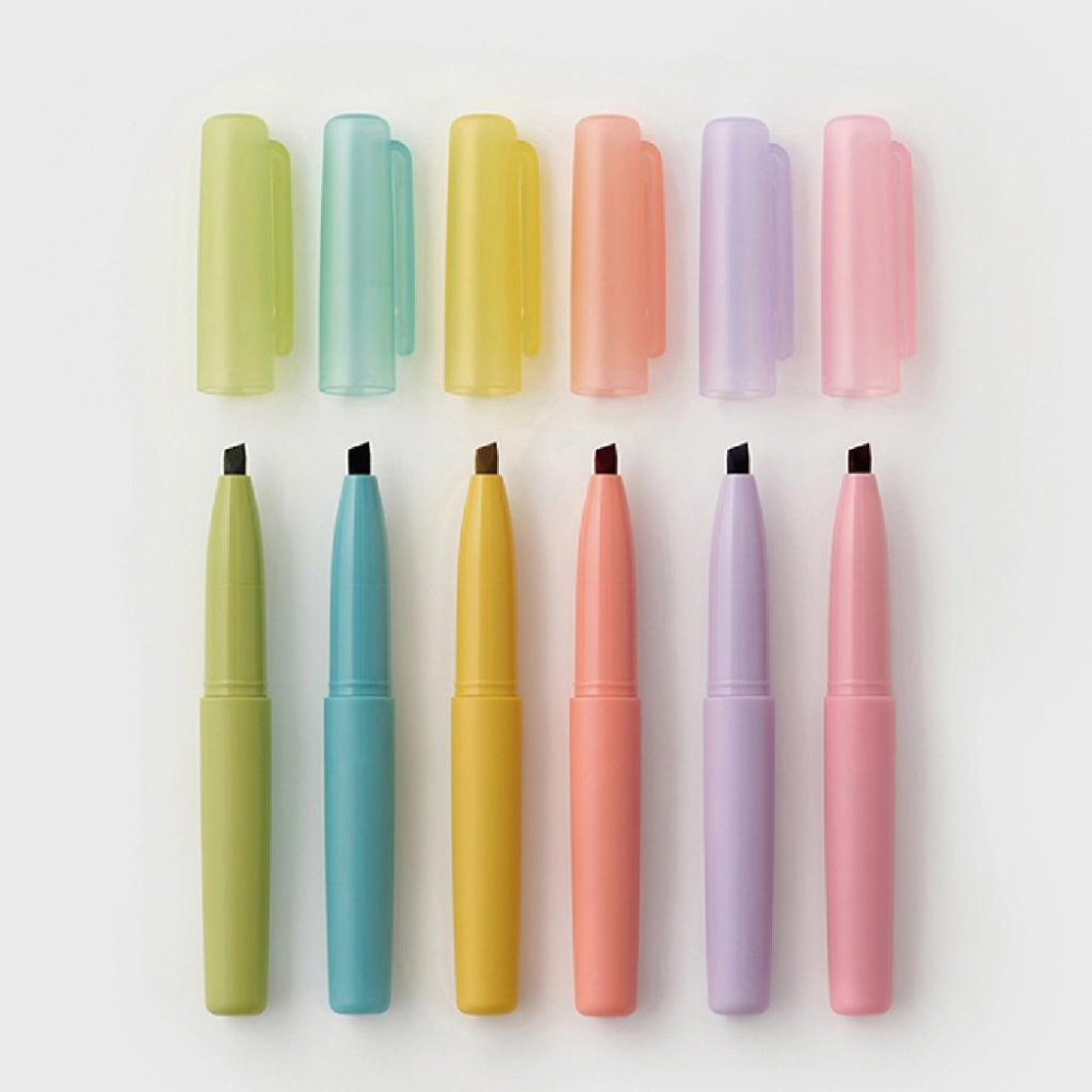 無印良品 MUJI  彩色 透明 筆蓋 螢光筆 可愛螢光筆 口袋螢光筆 口袋彩色標記筆 筆帽式☀️-細節圖3