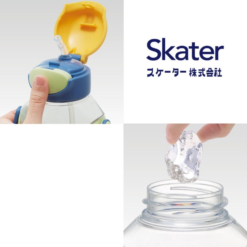 日本直送 Skater 兒童吸管水壺 530ml 吸管水壺 兒童水壺 附背帶 姓名貼 冰雪奇緣 恐龍-細節圖2