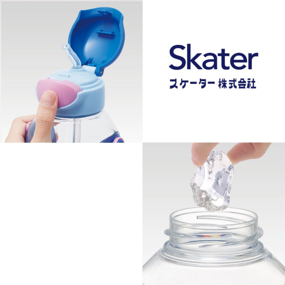 日本直送 Skater 兒童吸管水壺 530ml 吸管水壺 兒童水壺 附背帶 姓名貼 冰雪奇緣 恐龍-細節圖3