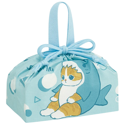 日本製 mofusand插畫貓咪日式便當袋 手提束口便當袋 日式帆布袋 學生餐袋 手提袋 野餐袋-細節圖2