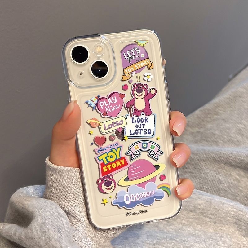 【RuRu】草莓熊玩具總動員透明手機殼 蘋果全型號 草莓熊 巴斯光年 全包式氣墊軟殼 連按鍵都不放過-細節圖2