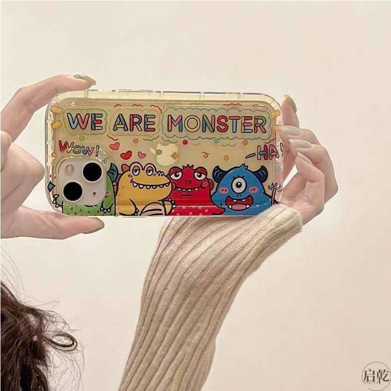 【RuRu】小怪獸集合手機殼 蘋果全型號 橫怪獸 直怪獸 液態硅膠材質 全包式軟殼 連按鍵都不放過-細節圖3