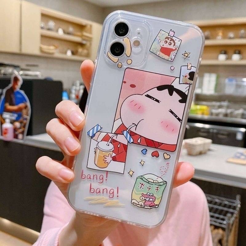【RuRu】蠟筆小新透明情侶手機殼 小新 妮妮 蘋果6 ~ 14promax 🍎 全包式氣墊軟殼 連按鍵都不放過-細節圖2