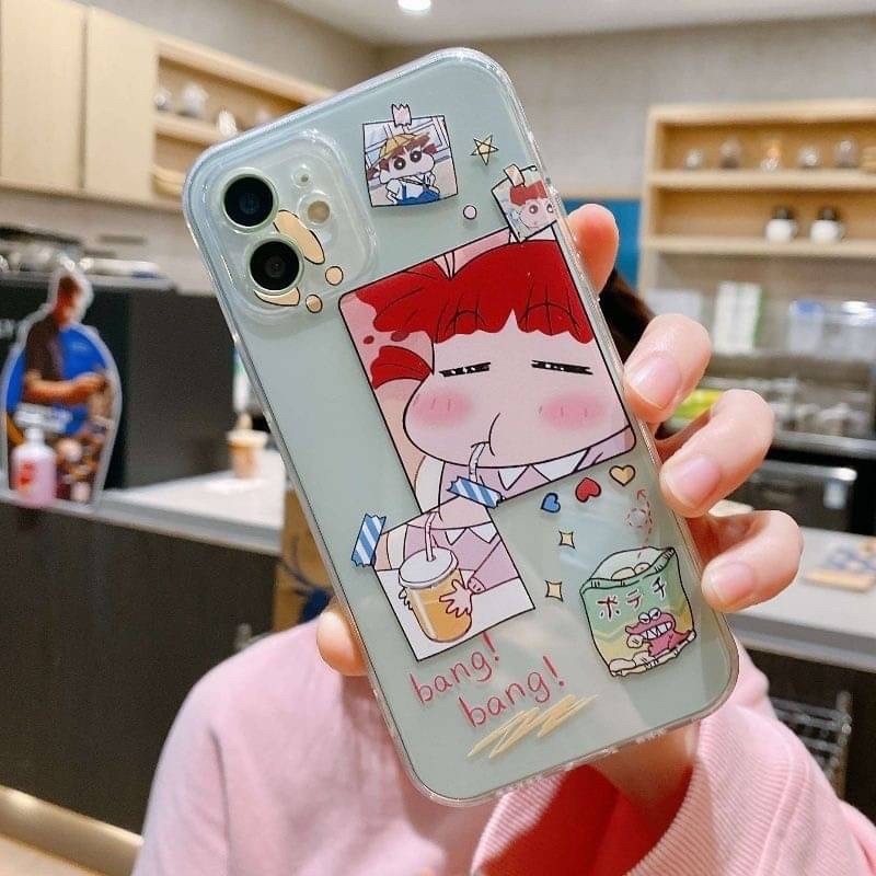 【RuRu】蠟筆小新透明情侶手機殼 小新 妮妮 蘋果6 ~ 14promax 🍎 全包式氣墊軟殼 連按鍵都不放過-細節圖3