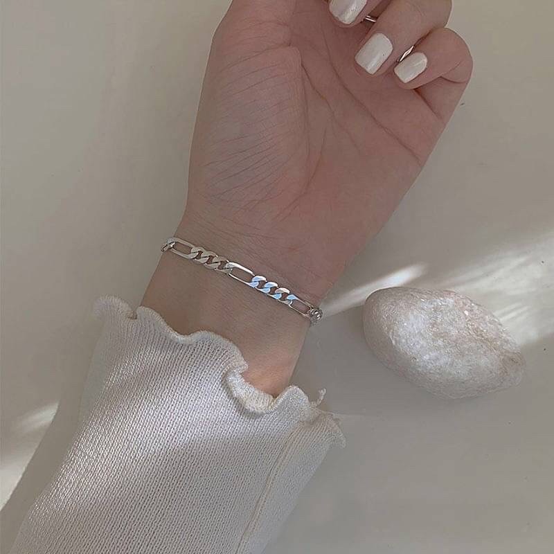 【RuRu】小眾設計款 簡約個性鏈條手鍊 小眾設計 合金 鏈長15公分+3公分 銀色-細節圖2