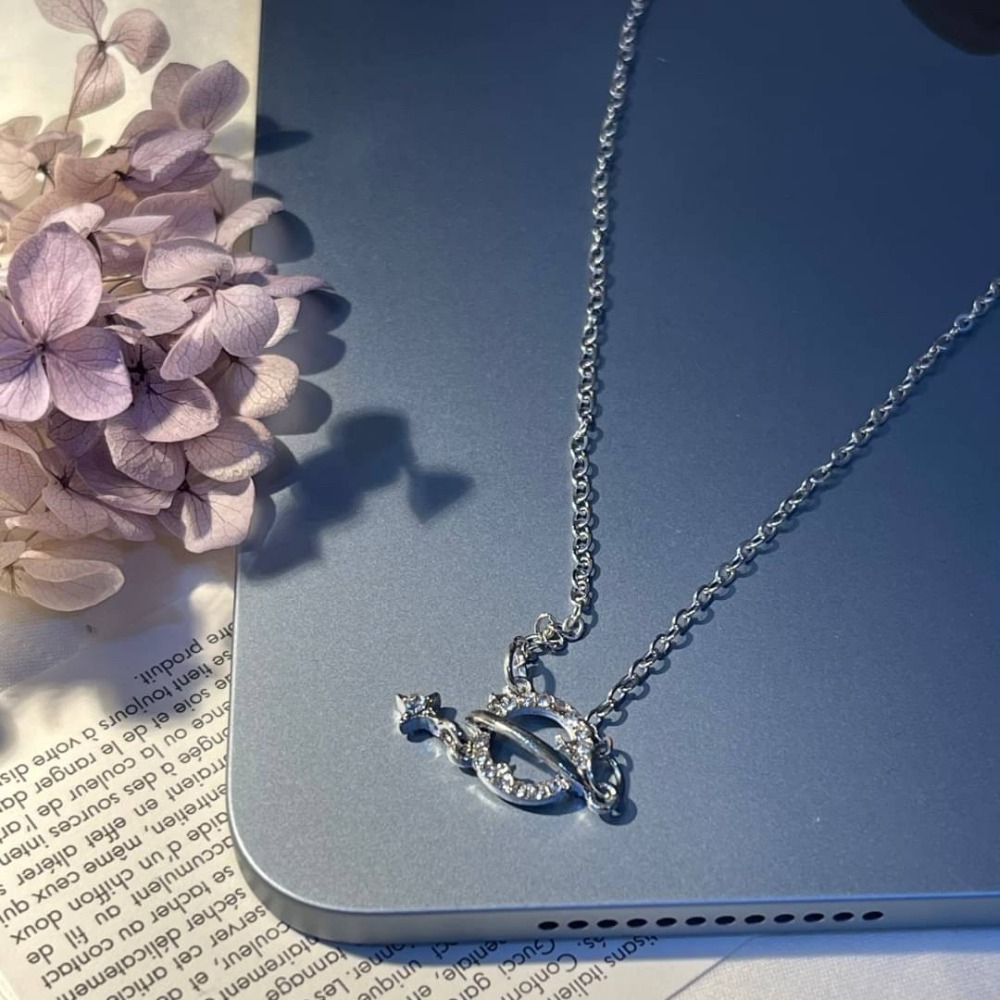 【RuRu】小眾設計款 高級感閃耀星球項鍊 小眾設計 合金 鏈長40公分+5公分可調節-細節圖2