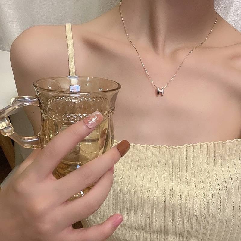 【RuRu】小眾設計 超熱銷歐美H字母吊墜項鍊 合金材質 鏈長45公分+5延長線 金色、銀色兩款-細節圖4