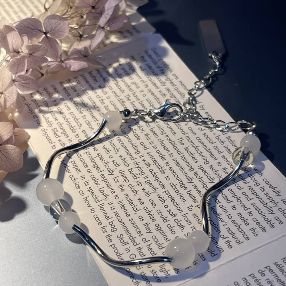 【RuRu】小眾設計 高級感貓眼石串珠手鍊 合金+貓眼石材質 鏈長18公分+5公分可調節-細節圖2