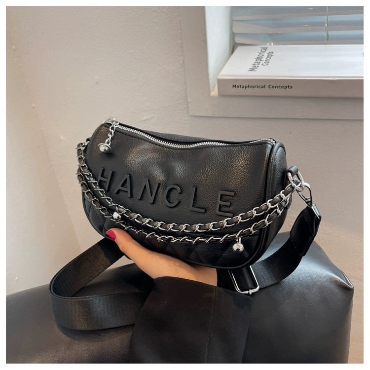 【RuRu】小眾設計 休閒運動風包包 黑 白兩色 PU材質 長22 寬8.5 高13.5 (cm)-細節圖3