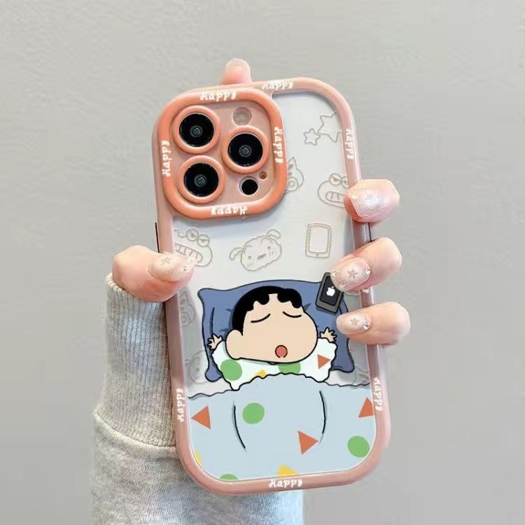 【RuRu】蘋果全型號·🍎 睡覺小新透明手機殼 抹茶綠 白 粉 黑 紫 全機包覆｜連按鍵都不放過｜防摔軟殼·♡-細節圖3