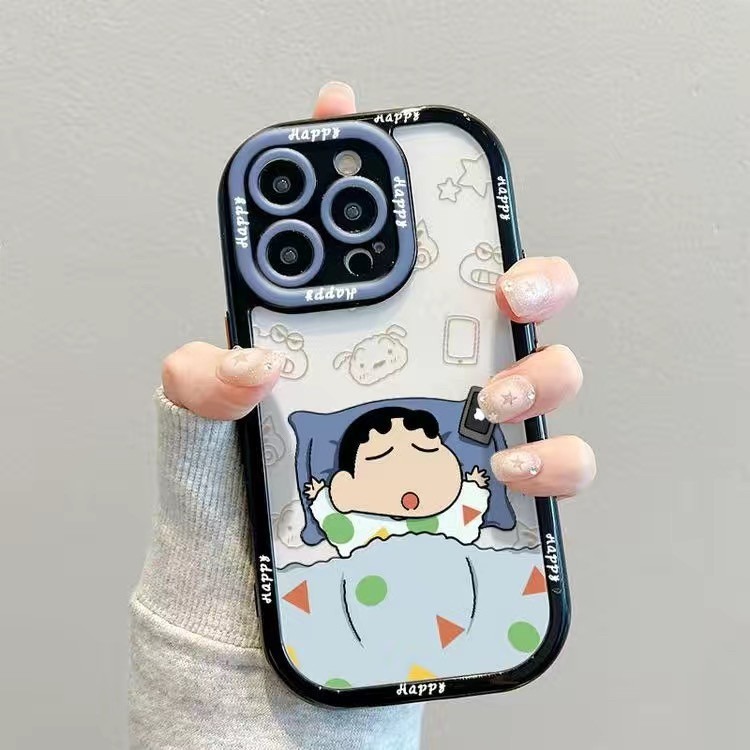 【RuRu】蘋果全型號·🍎 睡覺小新透明手機殼 抹茶綠 白 粉 黑 紫 全機包覆｜連按鍵都不放過｜防摔軟殼·♡-細節圖5