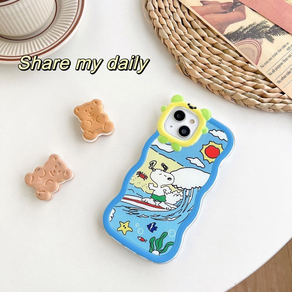【RuRu】蘋果全型號·🍎 史努比繽紛透明手機殼 禮物 衝浪 全機包覆｜連按鍵都不放過｜防摔軟殼·♡-細節圖3