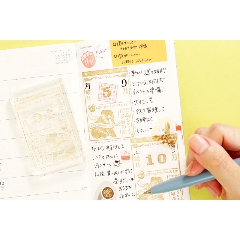 SANBY 日本透明印章附壓克力板（限定） 大象 貓頭鷹 熊 全新-細節圖8