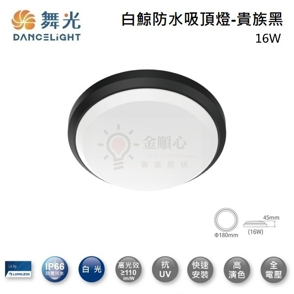 金順心照明 板橋好商量 舞光 LED 16W 24W 白鯨防水吸頂燈 IP66 防塵 防水 抗UV PP材質 防潮燈-規格圖6