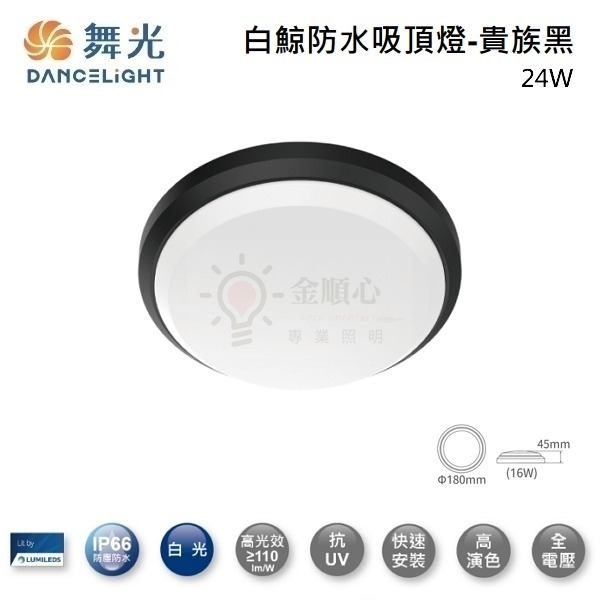 金順心照明 板橋好商量 舞光 LED 16W 24W 白鯨防水吸頂燈 IP66 防塵 防水 抗UV PP材質 防潮燈-規格圖6