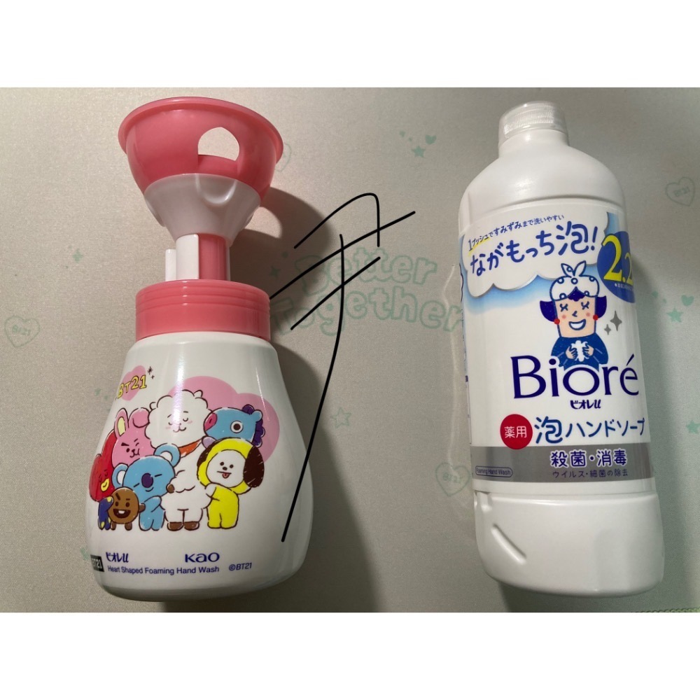 Biore泡沫洗手液印章240ml+ 430ml 補充裝 柑橘味 (BT21聯名包裝)-細節圖3