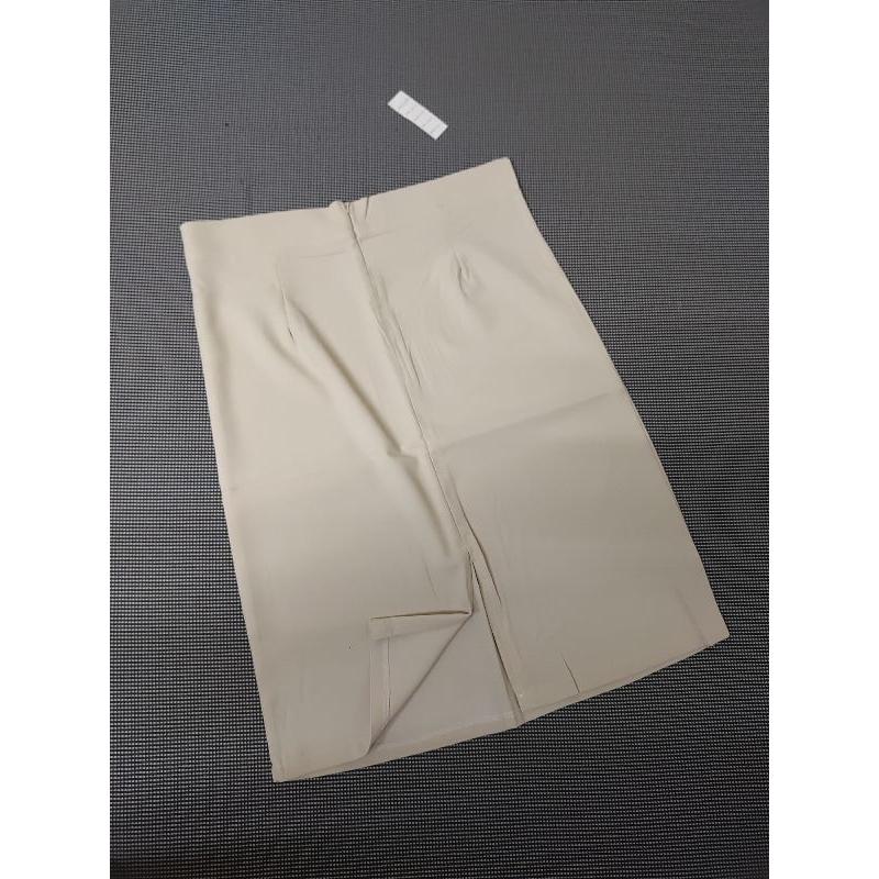 韓風 OL 窄裙 包臀 長裙 米白色 2XL 小腿一半-細節圖2