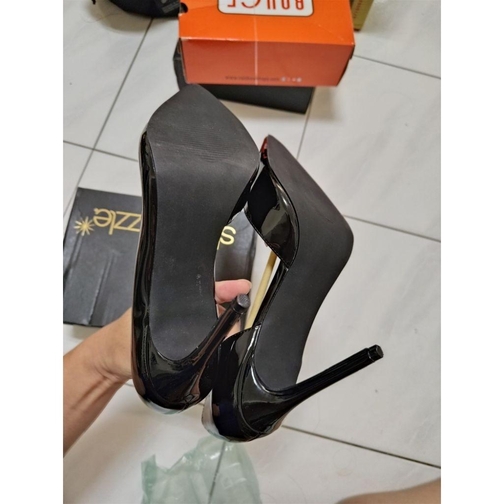 美國品牌 ShoeDazzle 黑色 高跟鞋 跟高12.5公分 U.S. 11號  (適合EU44號穿著)-細節圖2