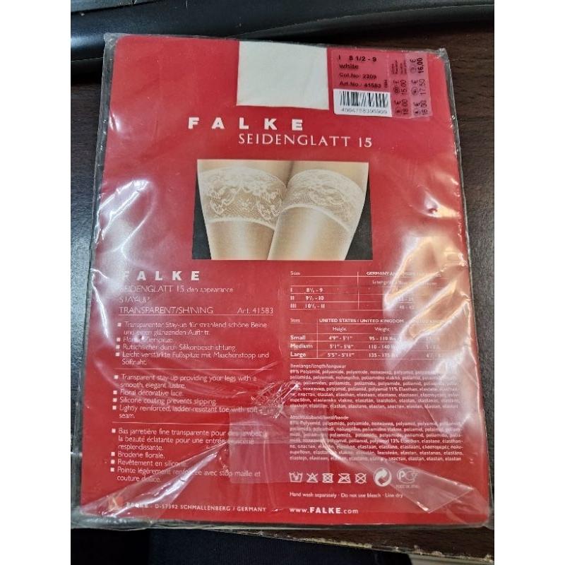 德國知名高階品牌 Falke Seidenglatt 15 Stay-up  白色 大腿襪 M/L號-細節圖2
