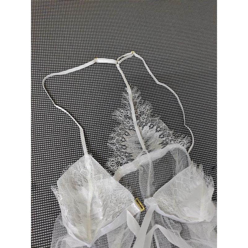 透明 美背 蕾絲 性感睡衣 FREE SIZE 白色-細節圖2