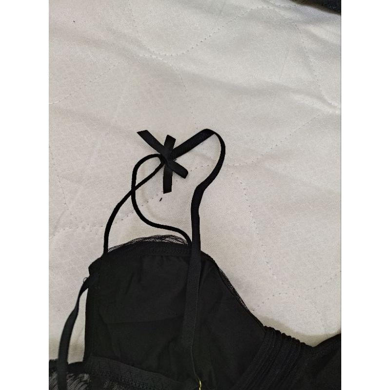 黑色 透視 點點 性感睡衣 free size(實際大小為S號)  附丁字褲-細節圖4