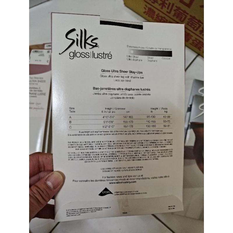 加拿大 中高階品牌 SILKS GLOSS系列 油亮 黑色 15DEN 大腿襪  L號-細節圖2