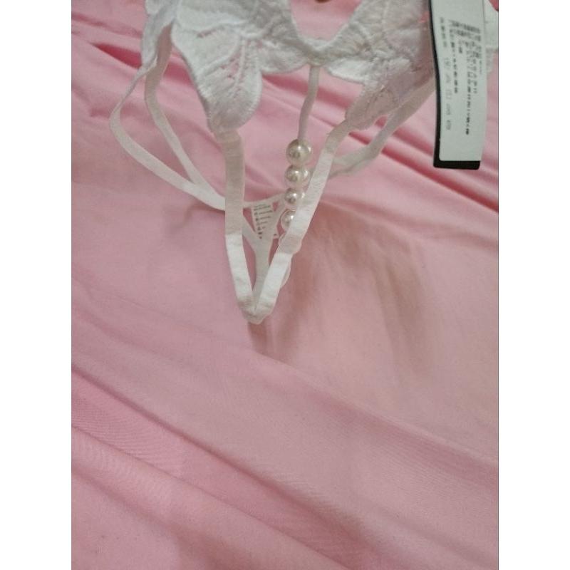 丁字褲 free szie 底褲為珍珠 黑色/白色-細節圖6