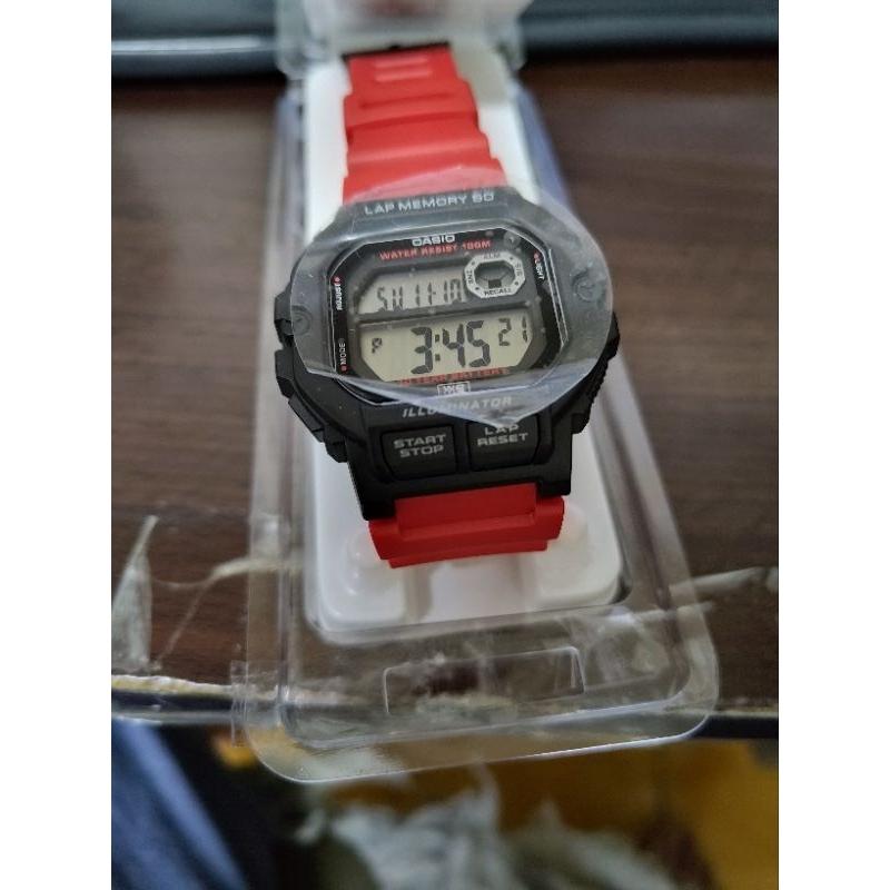 CASIO 卡西歐 WS-1400H 電子錶 正面下方有碼表ON/OFF按鈕,可以直接使用碼表 寶島鐘錶購買 有保固-細節圖4