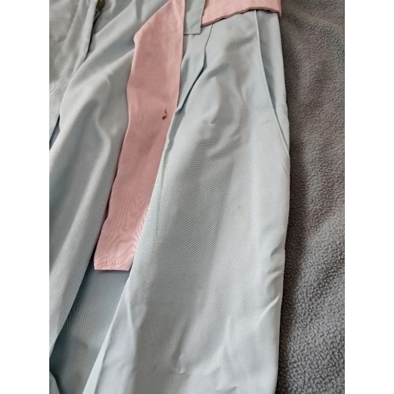 愛門 褲裙 粉紅腰帶 藍色褲裙 輕巧可愛 L號 有部分黃漬,可清洗 腰寬平放32公分-細節圖6