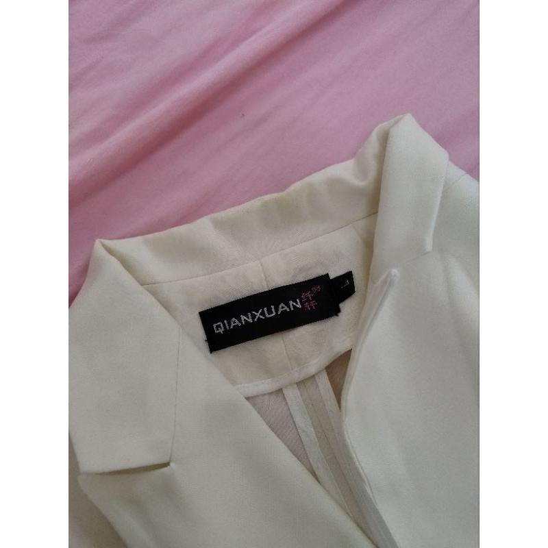 QIANXUAN 韓風 白色 輕薄 西裝外套 S號-細節圖2