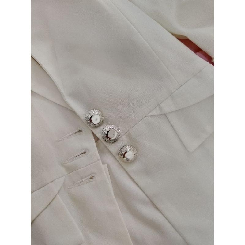 QIANXUAN 韓風 白色 輕薄 西裝外套 S號-細節圖4