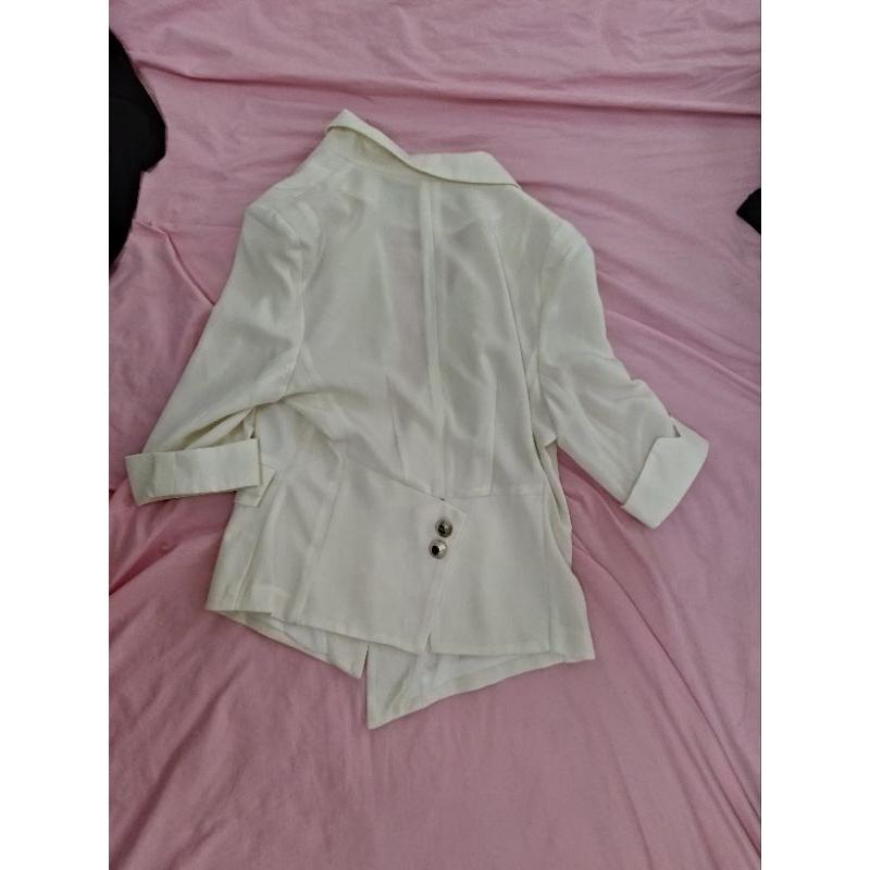 QIANXUAN 韓風 白色 輕薄 西裝外套 S號-細節圖5