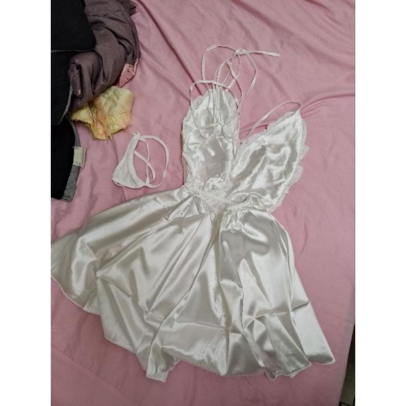 性感睡衣 深V 特大號 脖子綁帶  80~100公斤可穿 黑色/白色/紅色/粉橘色-細節圖6