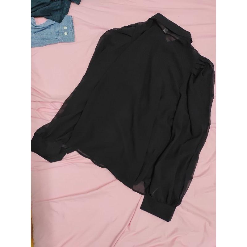 黑色 透明 襯衫 3XL-細節圖2
