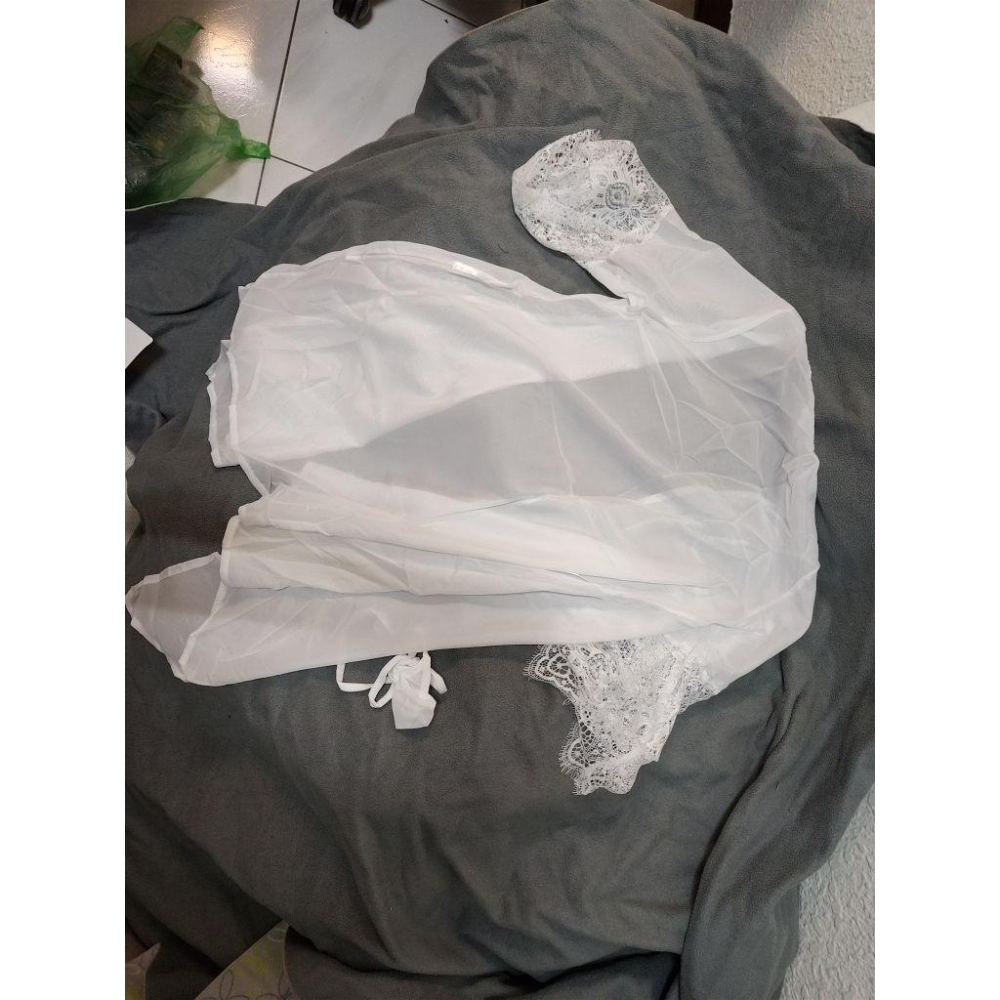 美國 睡袍式 性感睡衣 白色  80公斤以內可穿-細節圖3