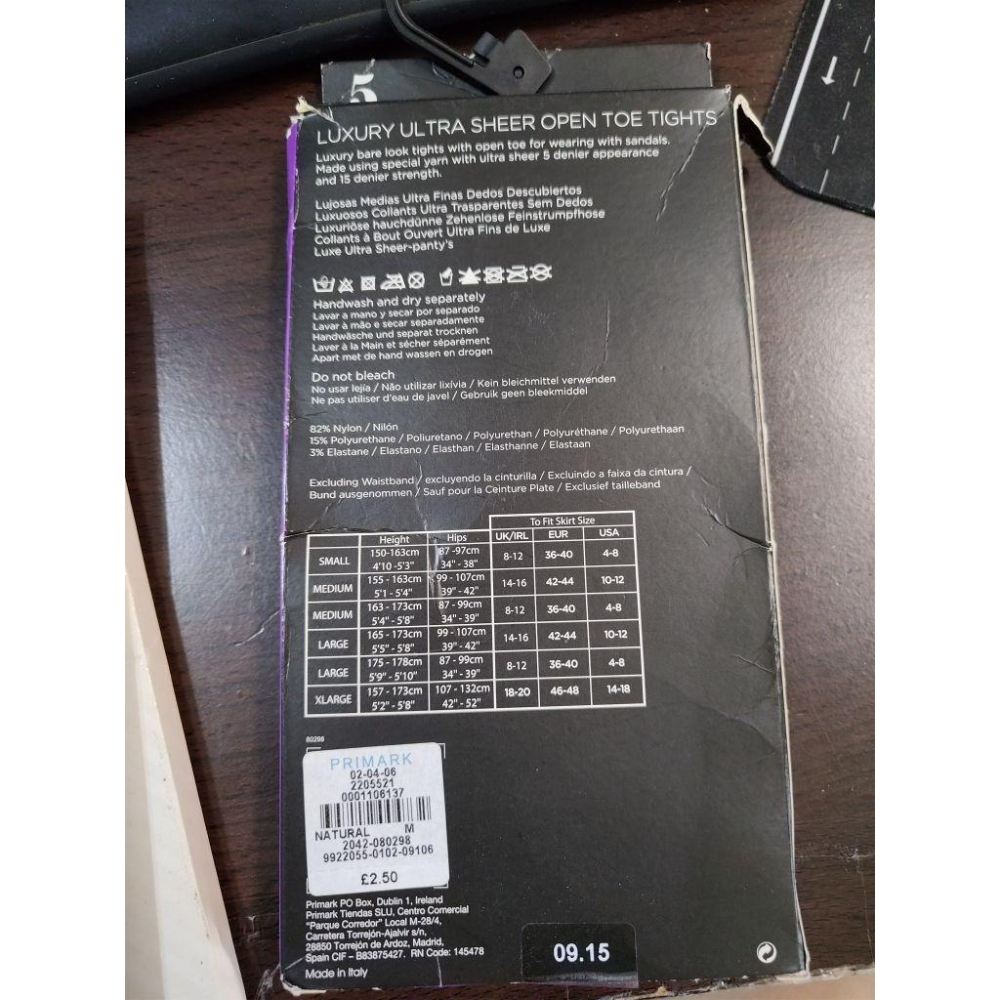 英國知名品牌 PRIMARK LUXURY 露腳趾頭 膚色 絲襪 5 DENIER SIZE M號-細節圖2