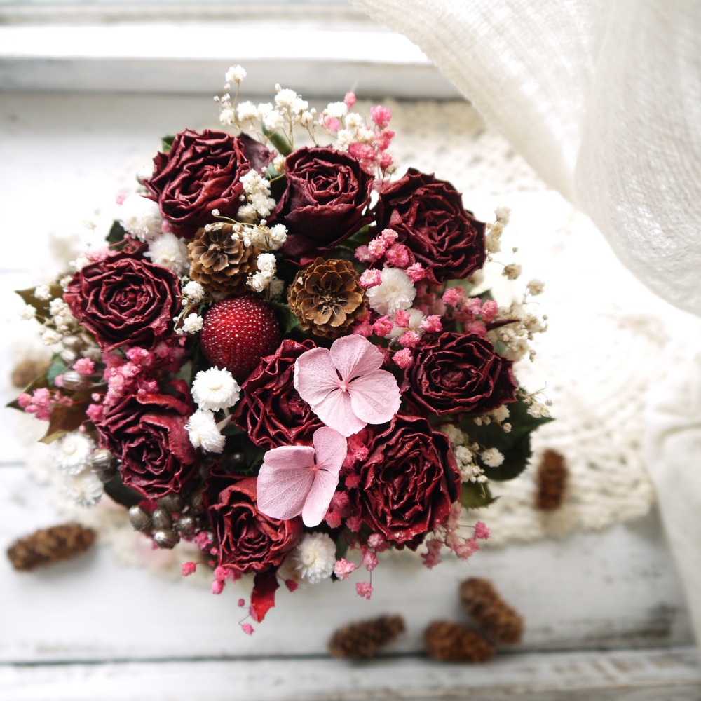 薔薇.薔薇紅色系.生日.乾燥花.永生花.不凋花.送禮首選.-細節圖4