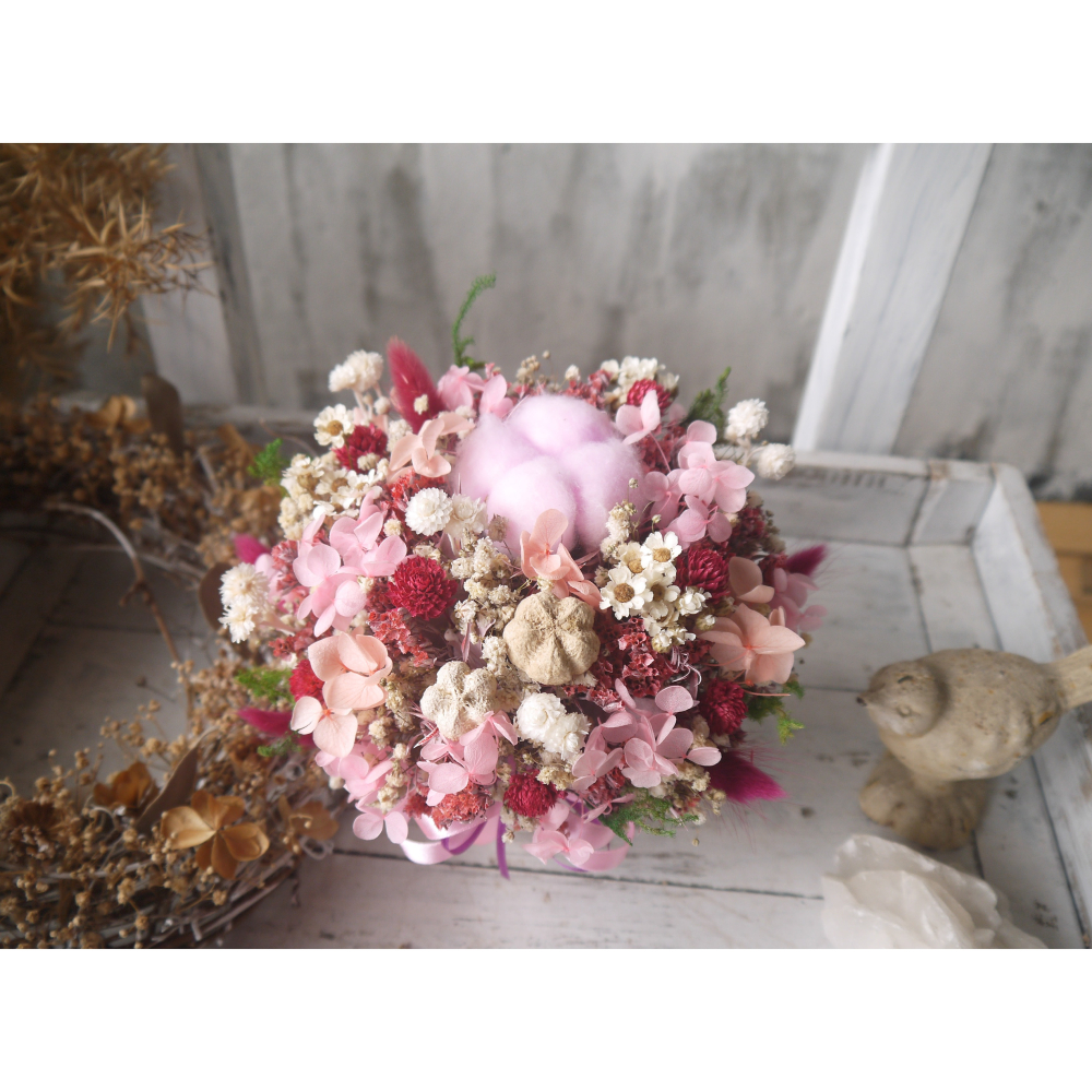 粉色浪漫精靈 .婚禮浪漫紫色系.生日.乾燥花.索拉花.永生花.-細節圖4