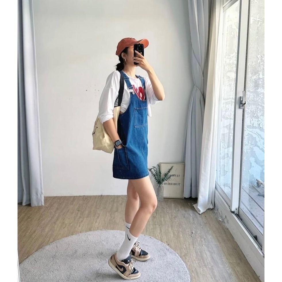 限定販售！工裝風水洗牛仔吊帶裙-細節圖2