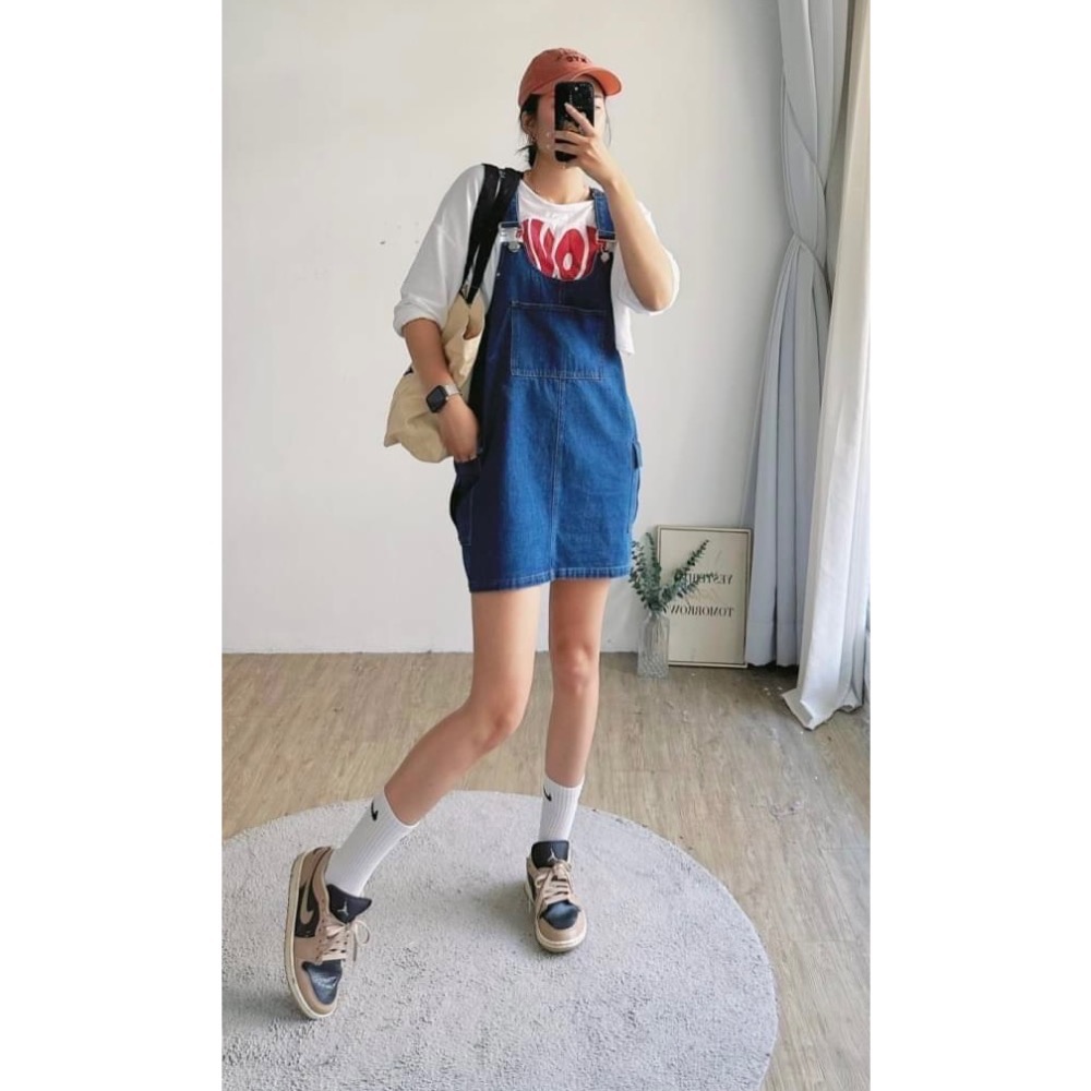 限定販售！工裝風水洗牛仔吊帶裙-細節圖6