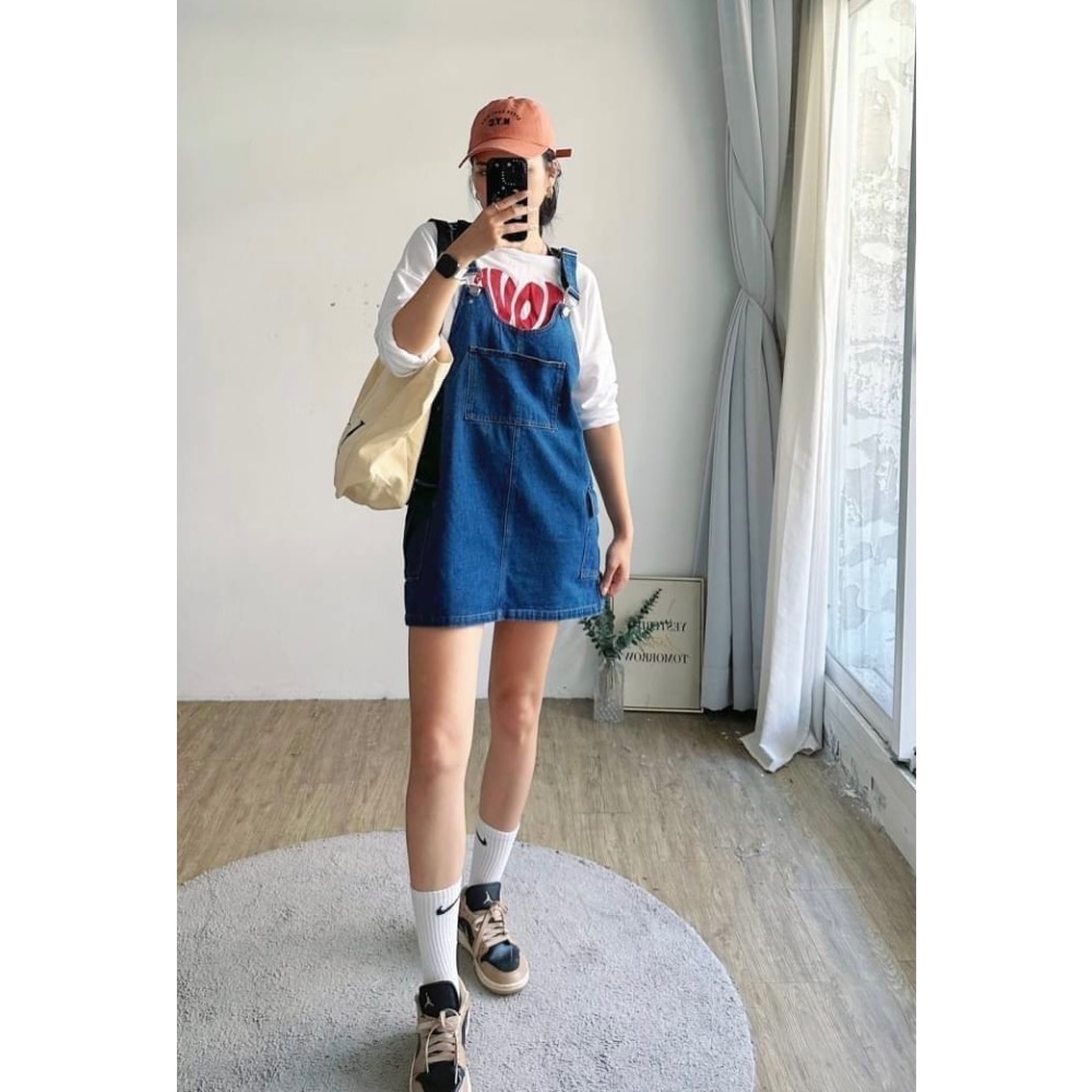 限定販售！工裝風水洗牛仔吊帶裙-細節圖7