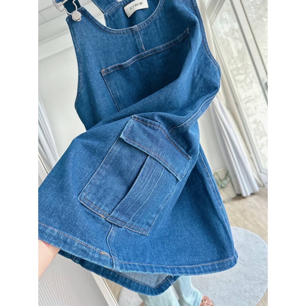 限定販售！工裝風水洗牛仔吊帶裙-細節圖11