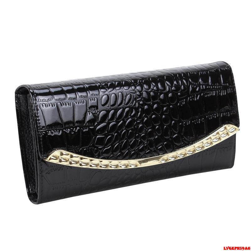 金蟬生活百貨館-歐美長款錢包女大容量女神牛皮漆皮鱷魚紋皮夾-細節圖4