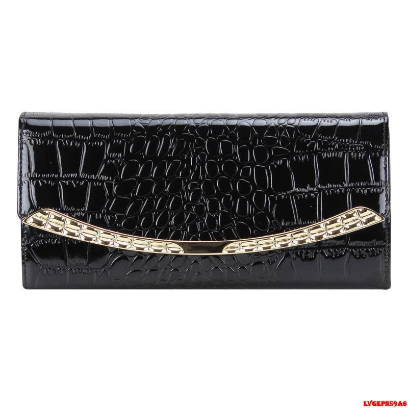 金蟬生活百貨館-歐美長款錢包女大容量女神牛皮漆皮鱷魚紋皮夾-細節圖7