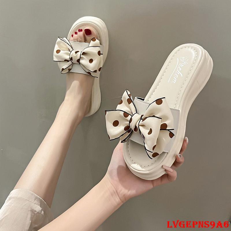 金蟬生活百貨館-仙女風拖鞋女外穿夏季新款時尚外出松糕底高顏值蝴蝶結一字涼拖女-細節圖5