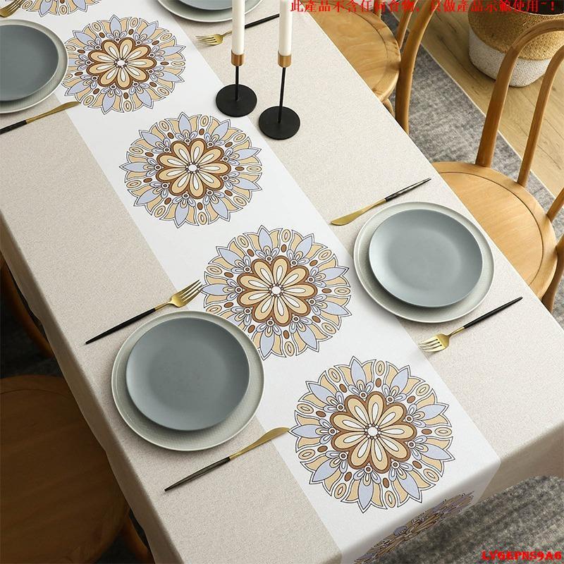 金蟬生活百貨館__無印良品桌布防水防油免洗防燙家用長方形臺布中式茶幾pvc餐桌墊-細節圖2