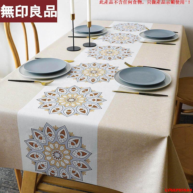 金蟬生活百貨館__無印良品桌布防水防油免洗防燙家用長方形臺布中式茶幾pvc餐桌墊-細節圖3