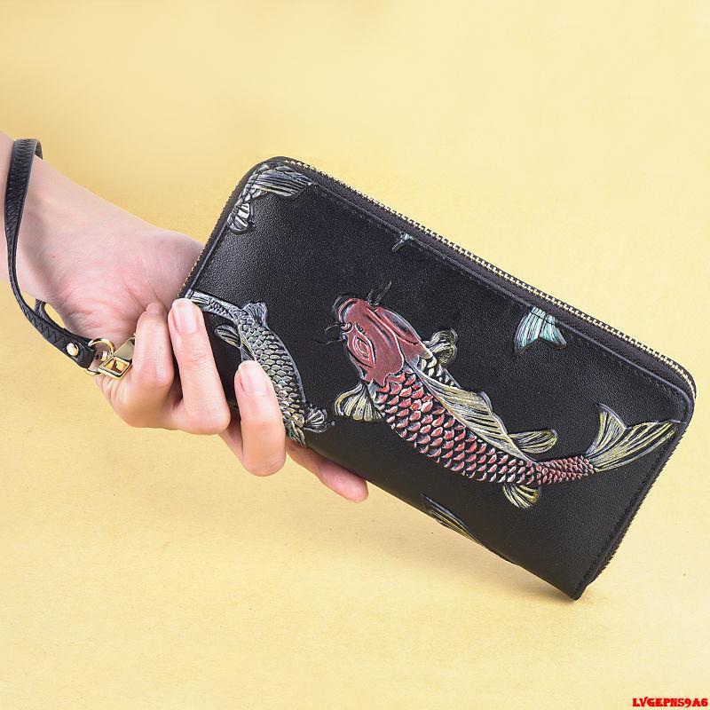 金蟬生活百貨館-2021新款女士錢包長款真牛皮手拿包時尚百搭招財牛皮拉鏈大容量潮-細節圖5